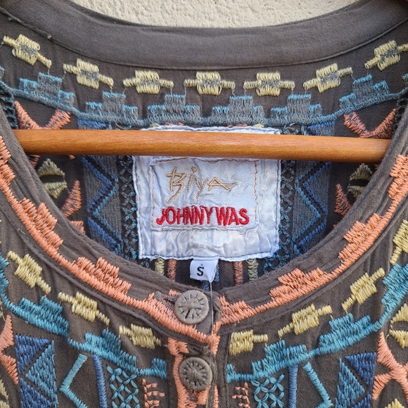 Johnny Was Biya | Crozier Embroidered Boho Rayon Maxi Dress Size Small - Picture 4 of 16